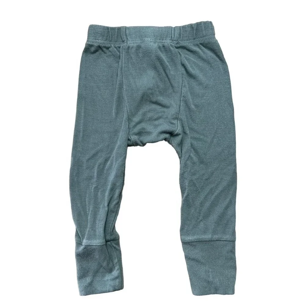 Childhoods 6-12m Green Rib Knit Night Set Pajamas